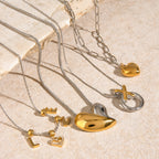 2H Stainless Steel Heart Necklace Choker Color Block Jewelry Collarbone Chain