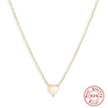 Heart Pearl Cross 925 Sterling Silver Necklace — chain profile — alternate angle 2 — jewelry finish and design detail
