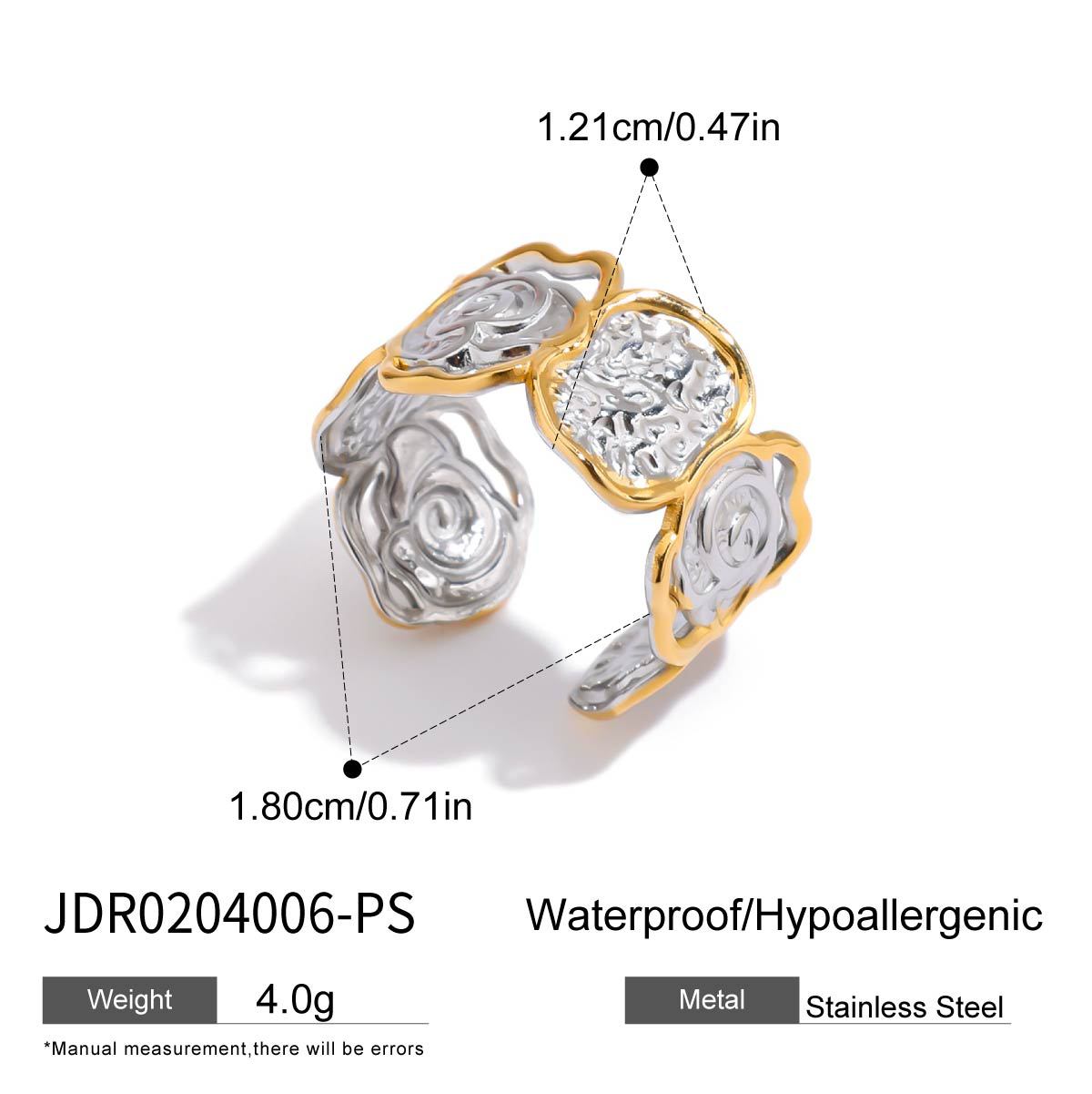 Stainless Steel Mesh Exaggerated Ring Non-Fading Jewelry Accessories for Women Ring