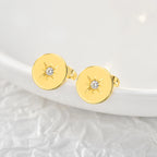 E0223 Minimalist Geometric Star Shiny Diamond Stud Earrings for Women Round Button Earrings Factory