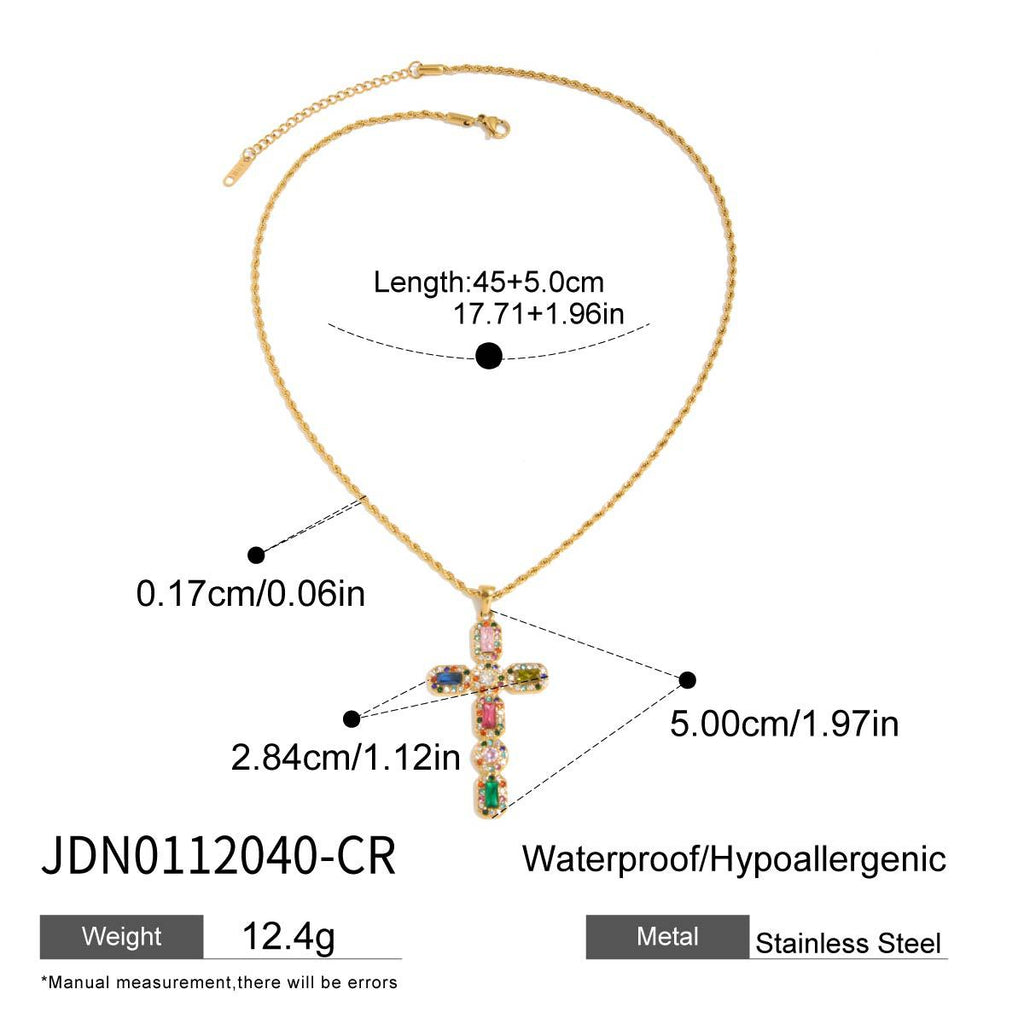 2H Cross Necklace Letter Clavicle Chain Stainless Steel Jewelry for Women