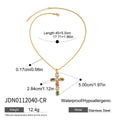 Gold-Plated Stainless Steel Cross Pendant Necklace — close-up detail — jewelry finish and design detail