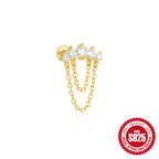 S925Sterling Silver Tassel Soft Bone Horse Eye Zircon Piercing Earrings Hot Selling Moon Ear Bone Stud for Women