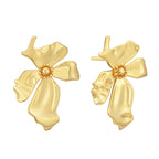 E0700 Fashionable Minimalist Design Earrings for Women Brass Gold-Plated Concave Flower Earrings