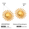 Turquoise Gold-Plated Stainless Steel Stud Earrings — additional design view — jewelry finish and design detail