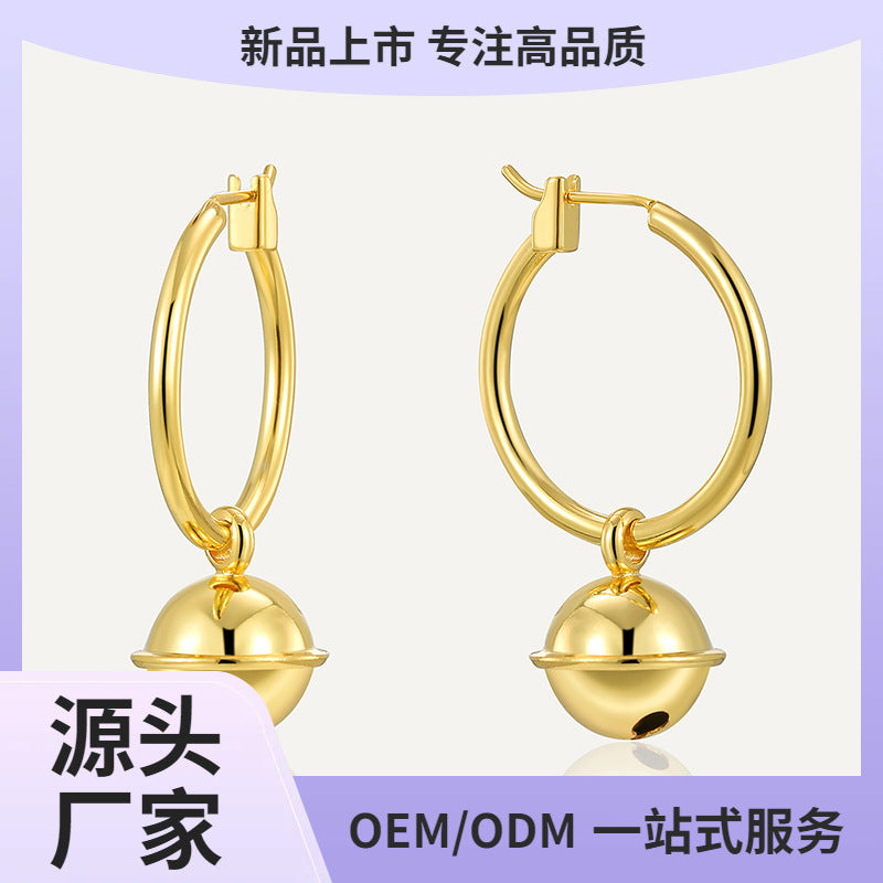E0786 Vintage Fashion Hollow Ball Earrings for Women gold Simple Minimalist Style Earrings