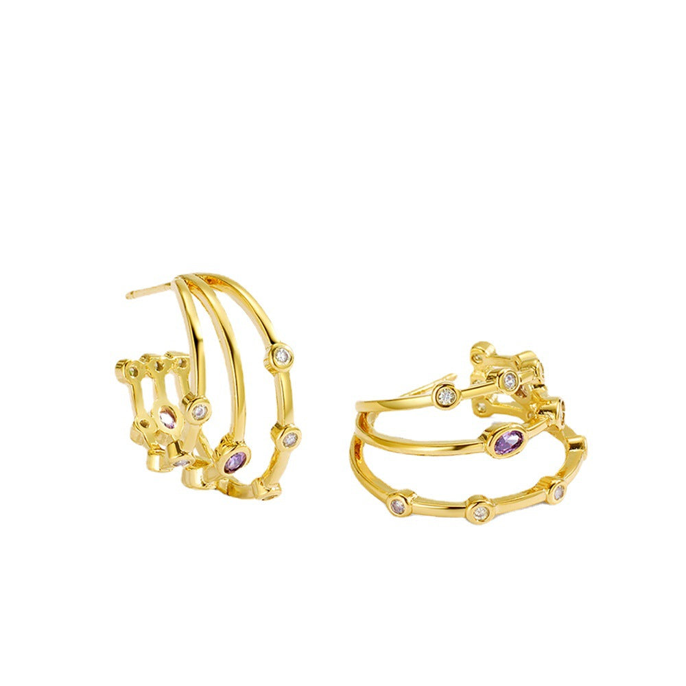 Fashion Zircon Earrings for Women New multi-layered circle vintage elegant earrings