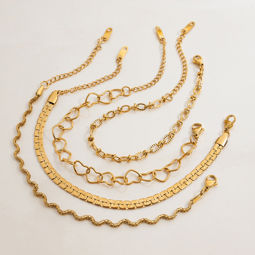 Stainless Steel Heart Gold-Plated Bracelet Jewelry Non-Fading Accessories for Women