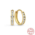 S925Sterling Silver Cluster Diamond Geometric Hoop Earrings Hot-Selling Trendy Ear Jewelry