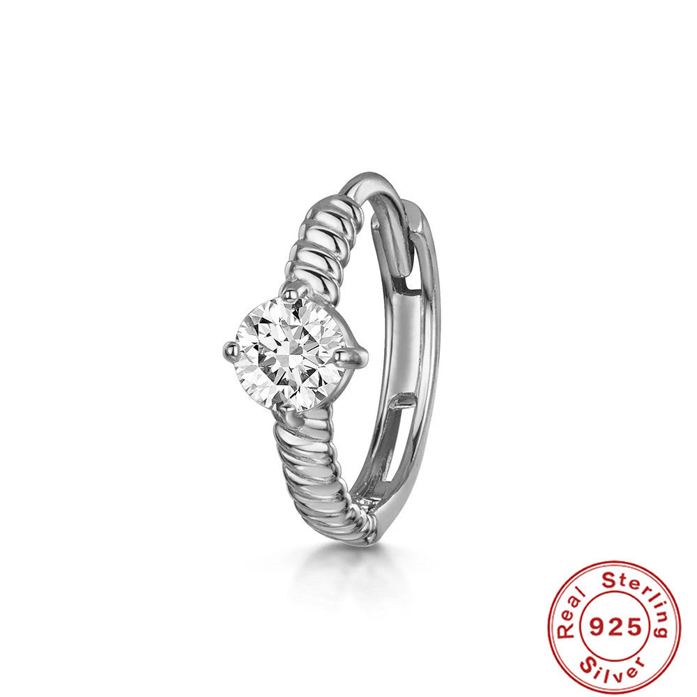 S925Sterling Silver Cartilage Piercing Diamond-Studded Hoop Earrings Ear Cuffs Ear Studs shien Hot-selling Punk Style Ear Cuff