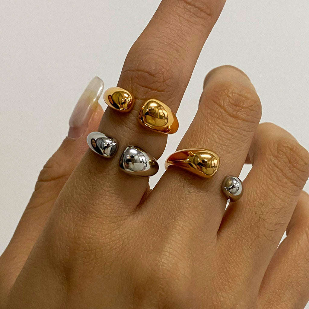 Gold-Tone Enamel Stainless Steel Ring with enamel design details