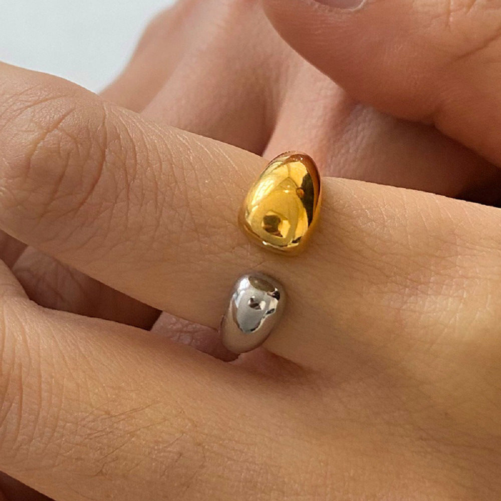 Gold-Tone Enamel Stainless Steel Ring in a gold-tone stainless steel finish