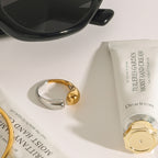 Gold-Tone Enamel Stainless Steel Ring with gold-tone stainless steel construction
