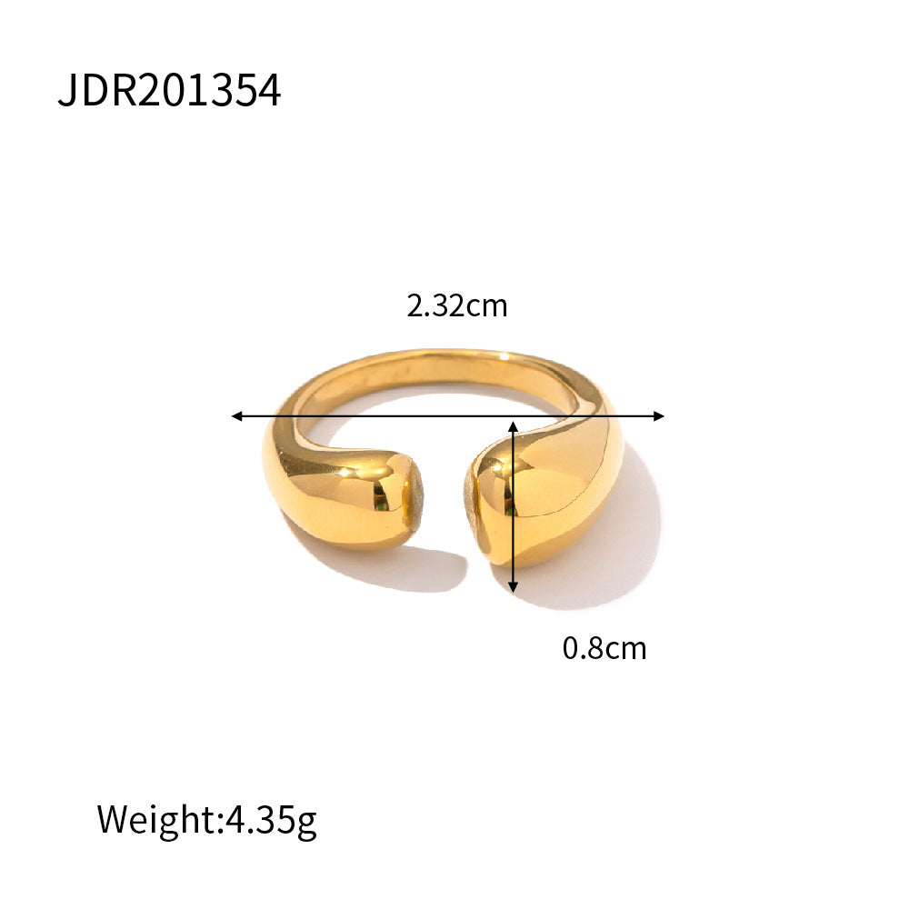 Gold-Tone Enamel Stainless Steel Ring featuring enamel and a gold-tone finish