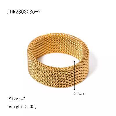 Gold-Tone Enamel Stainless Steel Ring with enamel and polished details