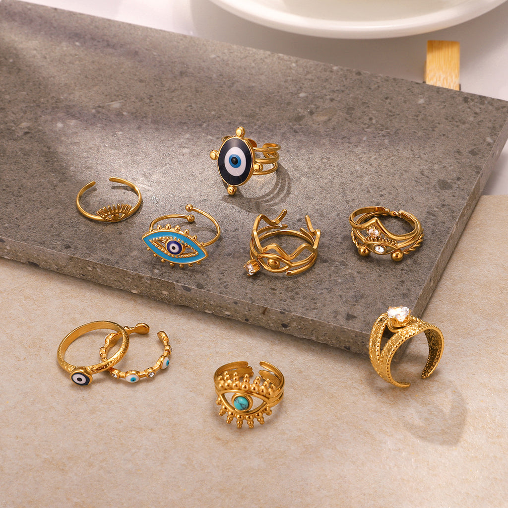 Evil Eye Gold-Tone Stainless Steel Ring for private-label fashion jewelry buyers