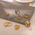 Evil Eye Gold-Tone Stainless Steel Ring for private-label fashion jewelry buyers