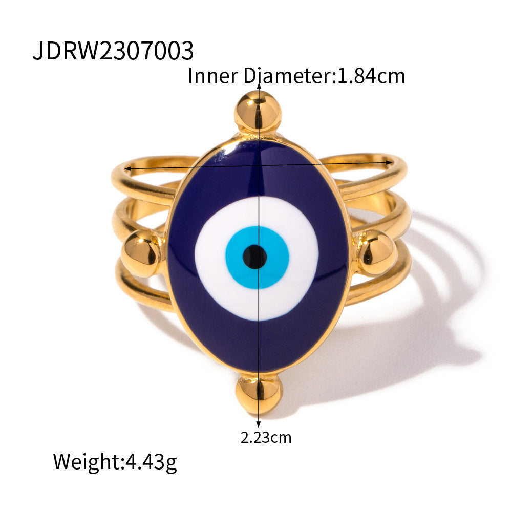 Evil Eye Gold-Tone Stainless Steel Ring styled for independent jewelry boutiques