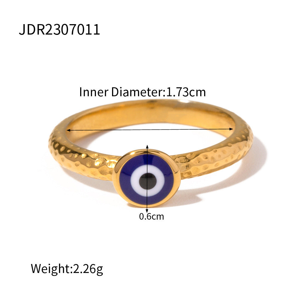 Evil Eye Gold-Tone Stainless Steel Ring with a refined design profile