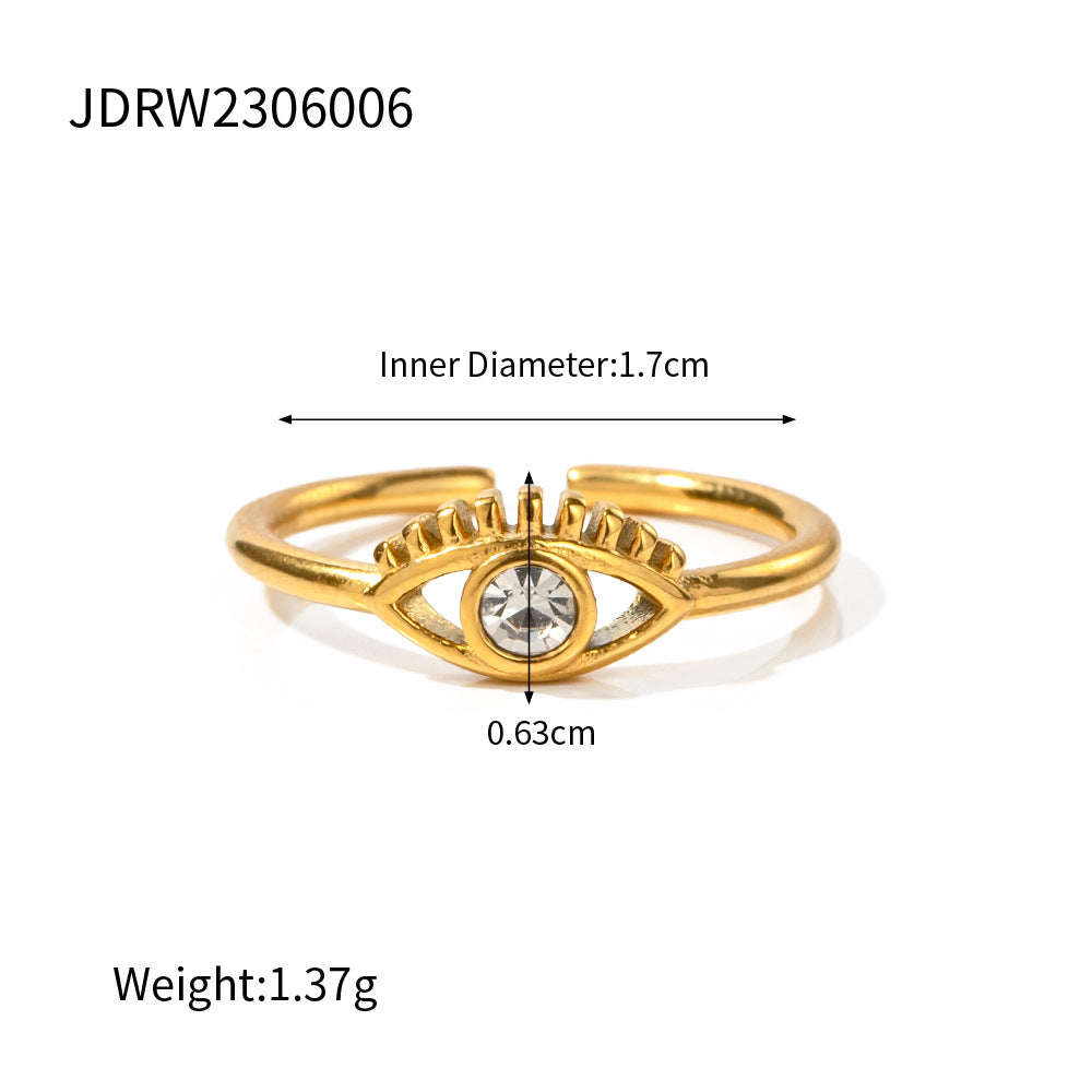 Evil Eye Gold-Tone Stainless Steel Ring with contemporary and polished details