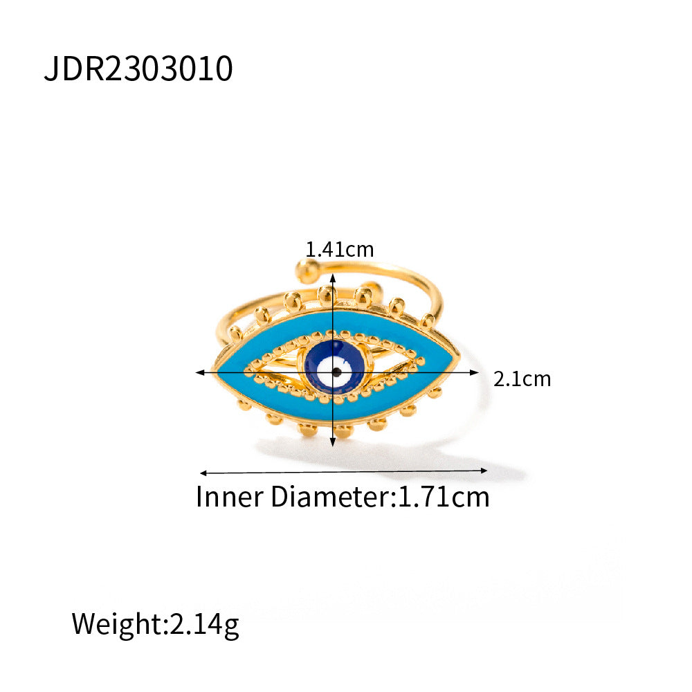 Evil Eye Gold-Tone Stainless Steel Ring offered for wholesale and private-label sourcing