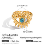 Evil Eye Gold-Tone Stainless Steel Ring made with a gold-tone stainless steel base
