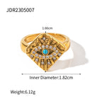 Evil Eye Gold-Tone Stainless Steel Ring with a gold-tone plated finish