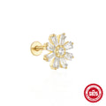 Zircon Tassel 925 Sterling Silver Cartilage Stud Earrings — pair presentation — alternate angle 2 — jewelry finish and design detail