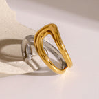 2H 18K Gold Stainless Steel Contrast Color Open Ring Ring Jewelry