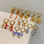 Stainless Steel Ceramic Pearl Earrings Vacation Design Sense Creative Stud Earrings Jewelry for Women