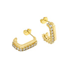 E0138 C Hollow Double-Layer Short Earrings Silver Needle Fashion Metal Earrings