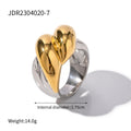 Gold-Plated Stainless Steel Statement Ring with Floral Sculptural Detail — finish detail — jewelry finish and design detail