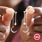 S925Sterling Silver Chain Tassel Star Moon Diamond Earrings Stud Earrings Korean Style Hot Selling Bright Silver Earrings