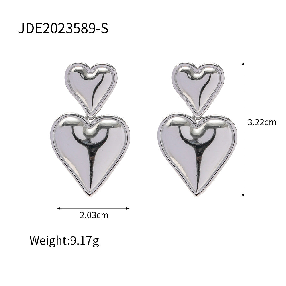 Trendy Accessories18k Gold-plated Heart Pendant Earrings Simple Design Fashionable Ear Jewelry