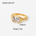 Gold-Tone Geometric Cubic Zirconia Stainless Steel Ring featuring cubic zirconia and a gold-tone finish