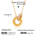 Rhinestone Circle Bead Necklace Accessories for Women Collarbone Chain Non-Fading Stainless Steel Jewelry