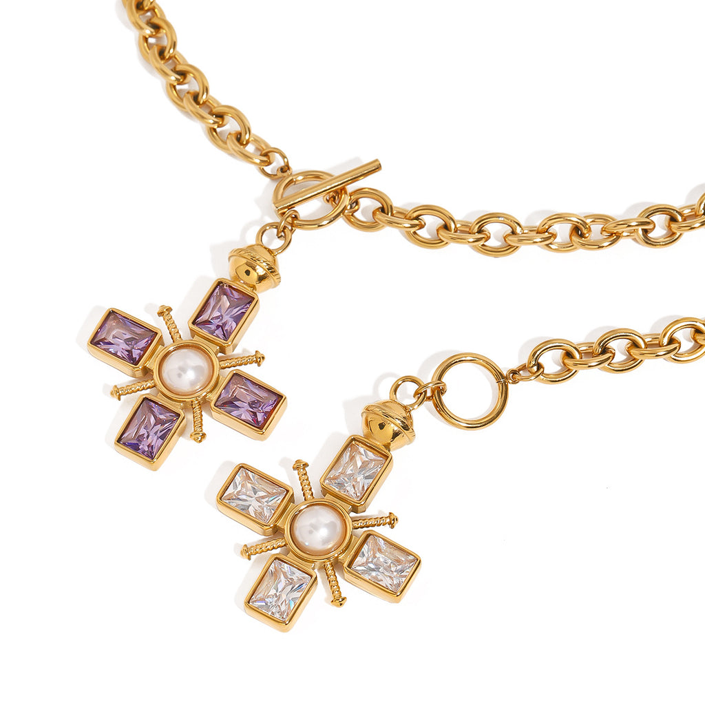 2H Cross Necklace Non-Fading Jewelry Stainless Steel Accessories