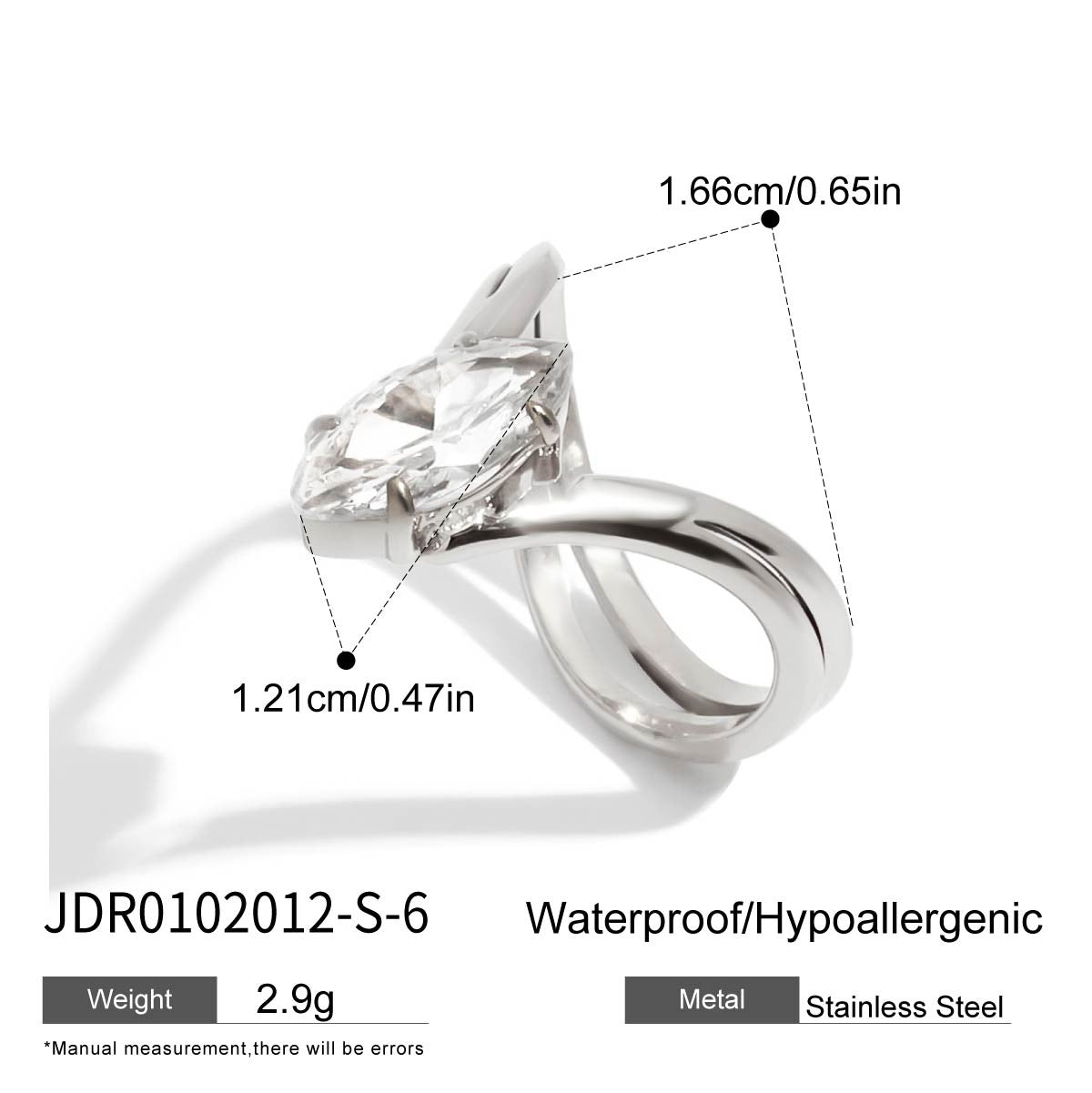 Zircon Ring Non-Fading Jewelry for Women Stainless Steel Accessories