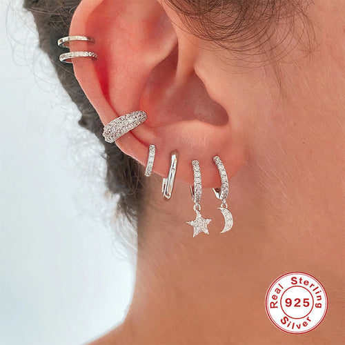 Crystal-Set 925 Sterling Silver Non-Pierced Ear Clips — side profile