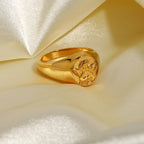 Exquisite Round Angel Ring Waterproof Jewelry18k Gold Plated Stainless Steel Cupid Women's Model