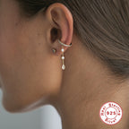 S925Sterling Silver Single Row Diamond Tassel Ear Clip Ear Buckle Earrings Korean Version No Piercing High-end Ear Clip Ear Jewelry for Women