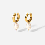 2H Fashion Simple Style18K Gold Stainless Steel Earrings Natural Freshwater Pearl Pendant Earrings Women's Earrings