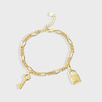 B0093 gold Key Matching Lock Bracelet for Women Simple Style
