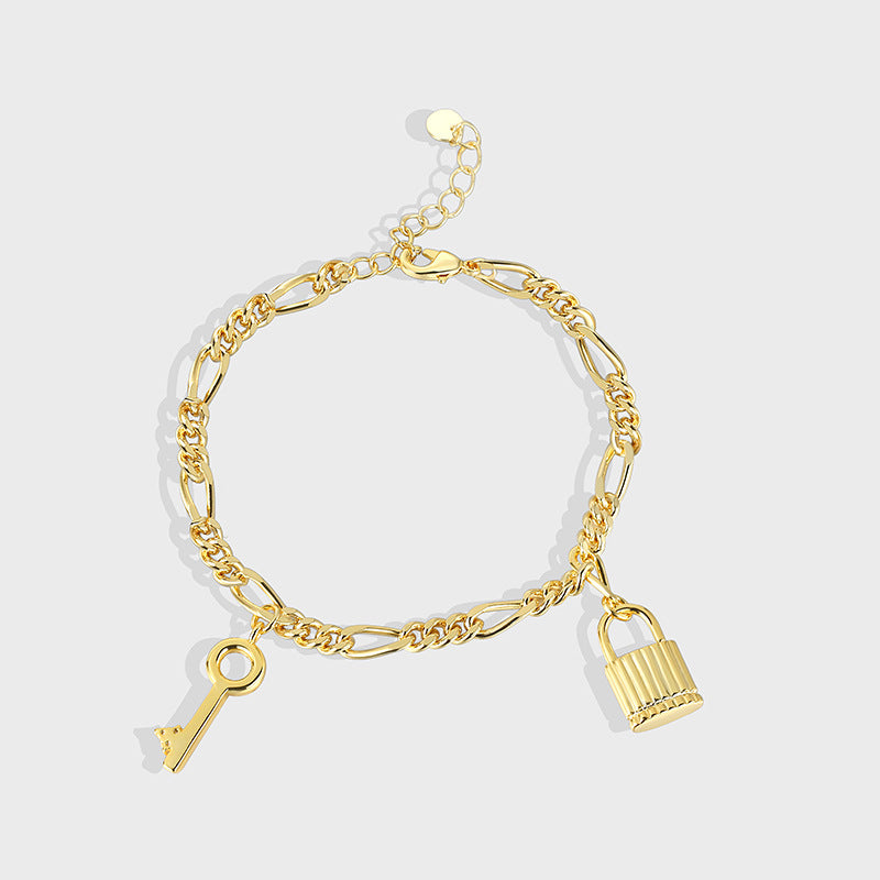 B0093 gold Key Matching Lock Bracelet for Women Simple Style