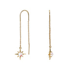 E0393 Sun-shaped Colorful Glass Chain Earrings for Women U Shaped Ear Wire Ear Hook Jewelry