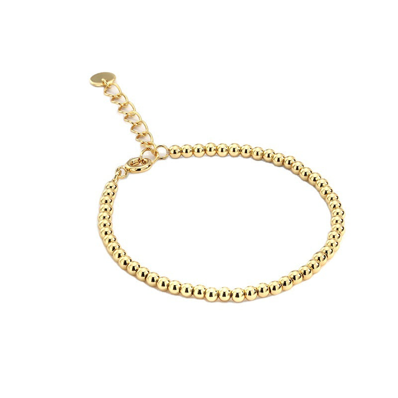 Real Gold Plated Color Retention Bead Bracelet for Women Gold-plated Round Bead Bracelet Mixed Beads