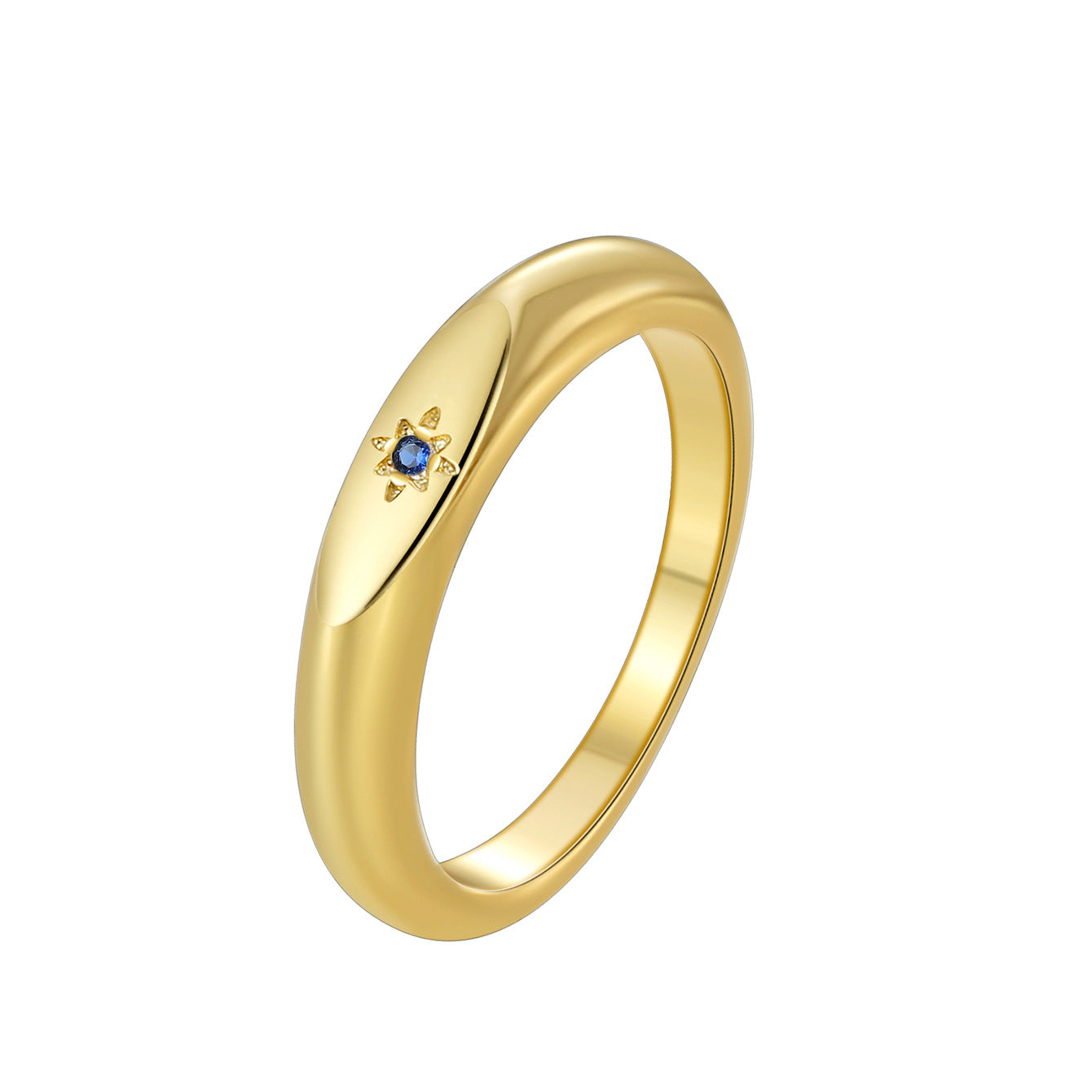 R0573 Fashion Simple Glossy Minimalist Unisex Ring Micro Pave White Zircon Versatile