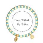 B0253 Bohemian Ocean Conch Copper Plated14k Gold Beaded Turquoise Bracelet