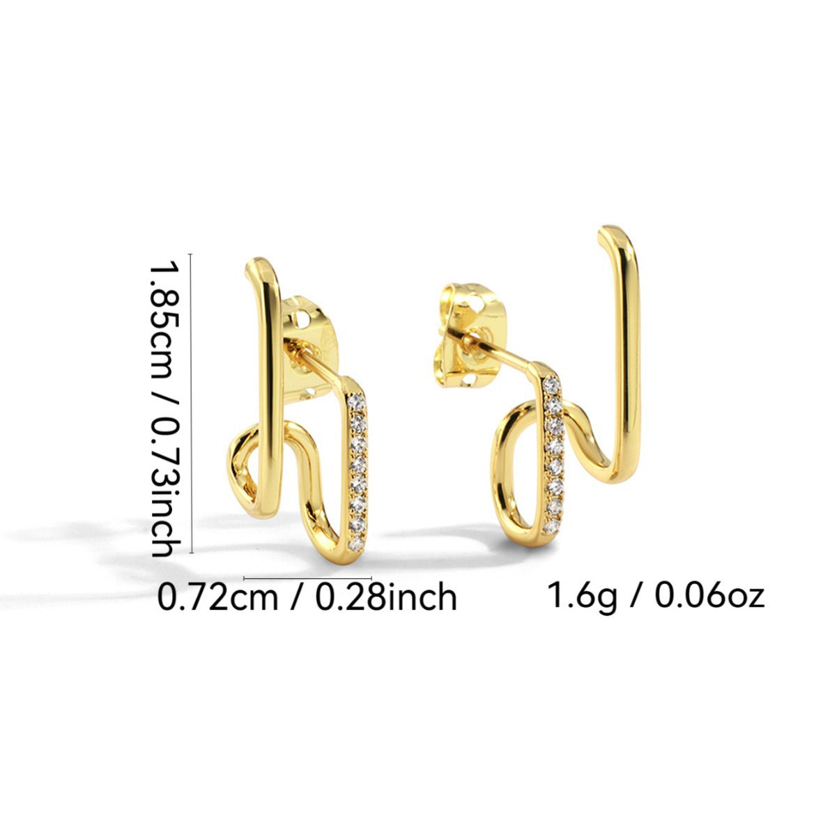 E0083Minimalist Style Double Line Diamond-Studded Earrings for Women gold Double Hoop Ear Clips Trendy Accessories