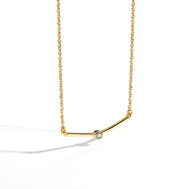 N0005Geometric Fashion gold Women's Necklace Simple Short Zircon Smiley Face Collarbone Chain New Trend